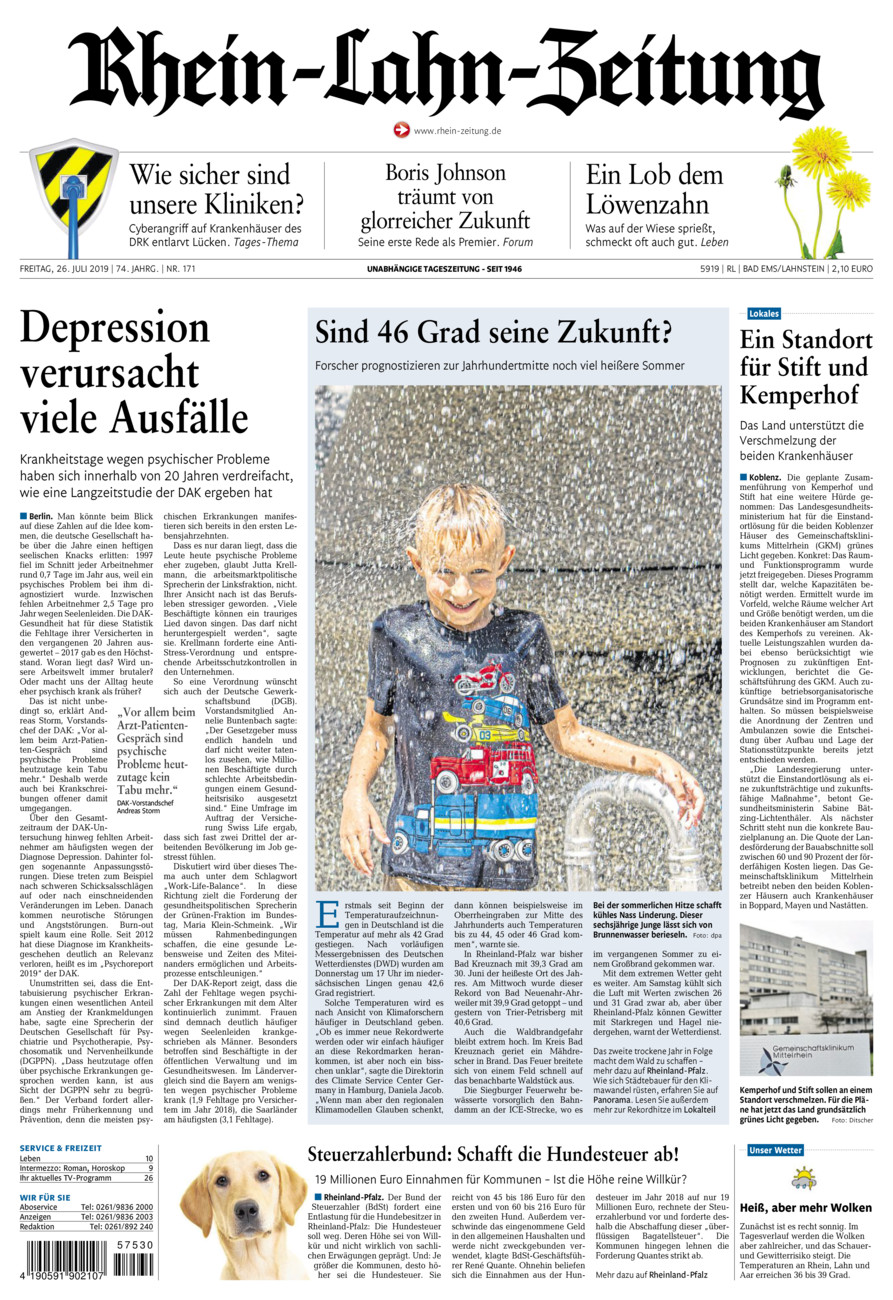 Rhein-Lahn-Zeitung vom Freitag, 26.07.2019