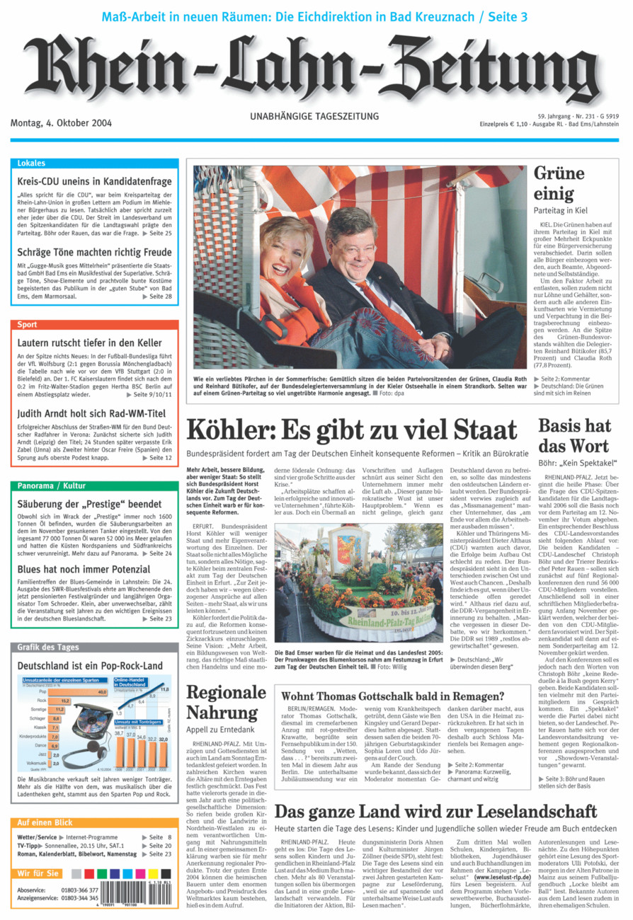 Rhein-Lahn-Zeitung vom Montag, 04.10.2004