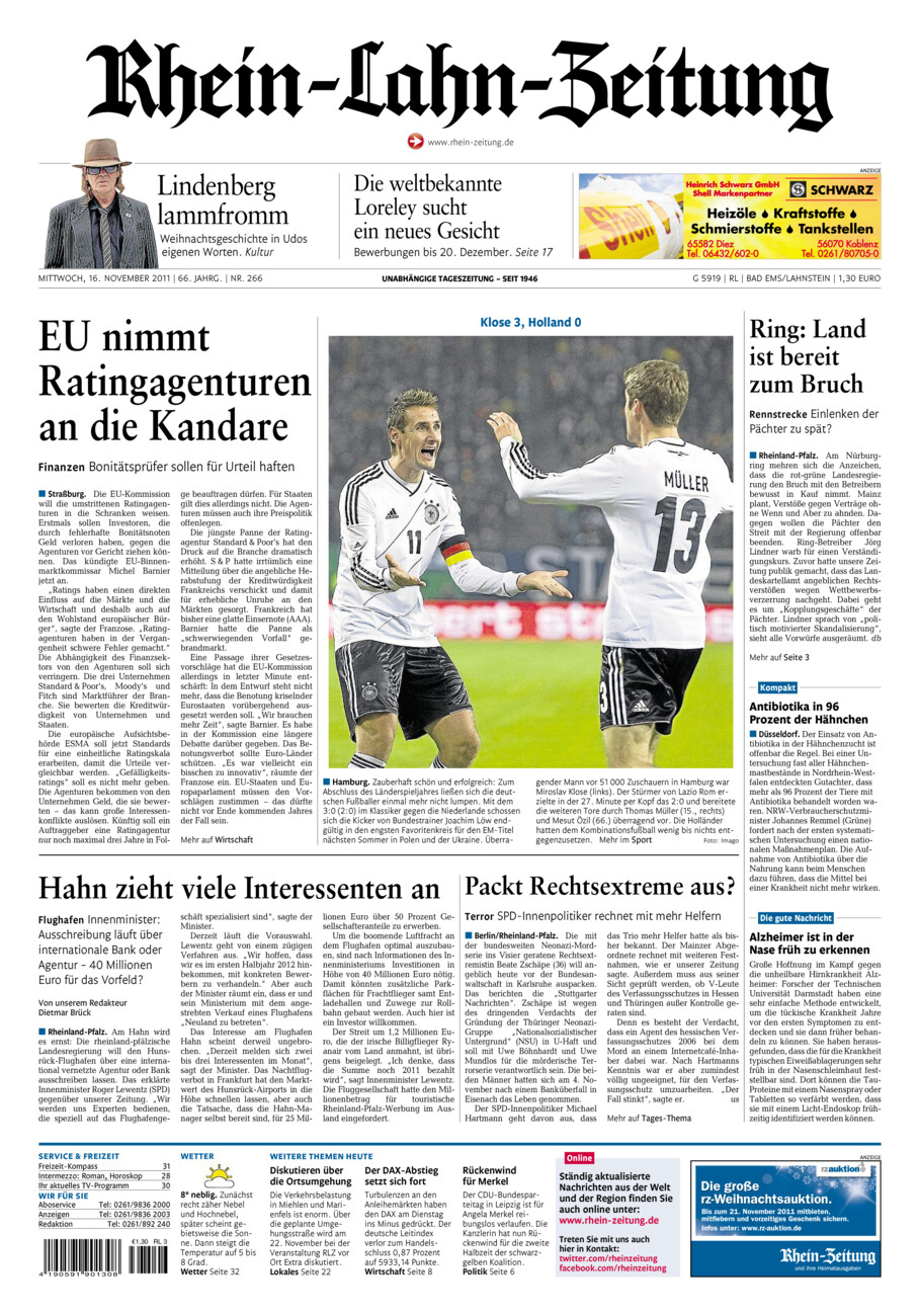 Rhein-Lahn-Zeitung vom Mittwoch, 16.11.2011