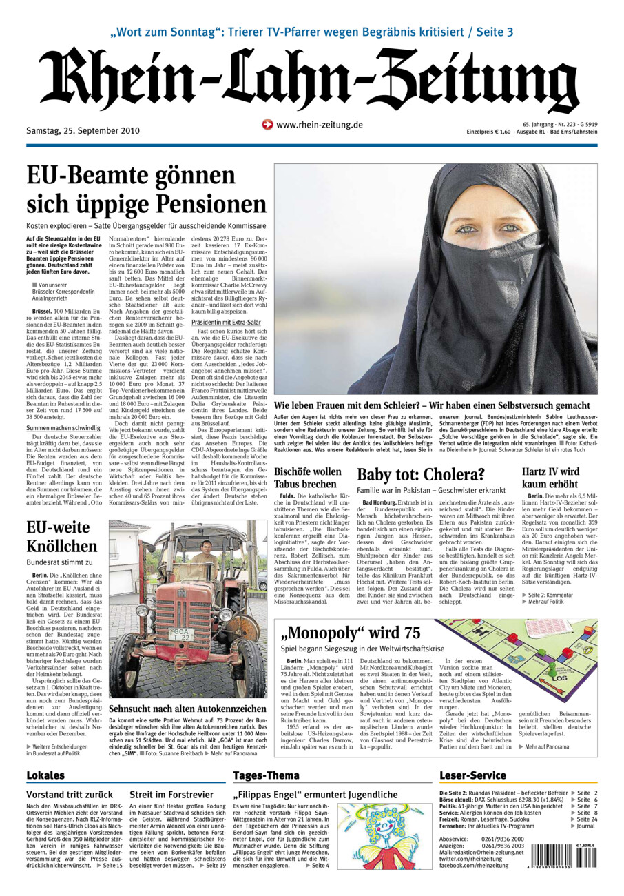 Rhein-Lahn-Zeitung vom Samstag, 25.09.2010