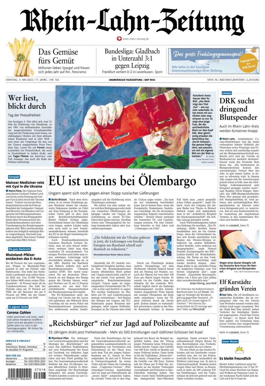 Rhein-Lahn-Zeitung vom Dienstag, 03.05.2022
