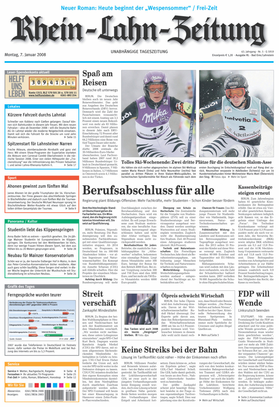 Rhein-Lahn-Zeitung vom Montag, 07.01.2008