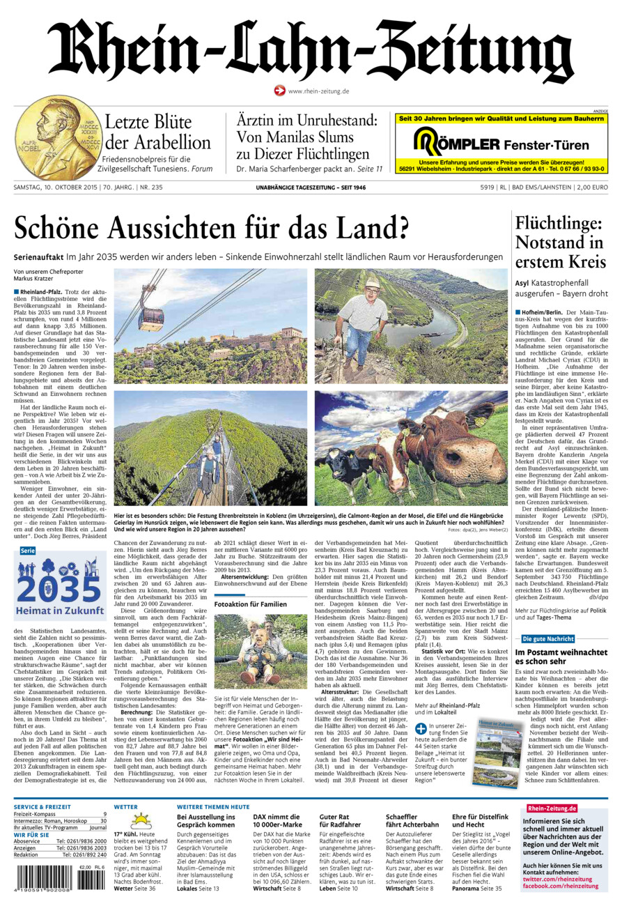 Rhein-Lahn-Zeitung vom Samstag, 10.10.2015