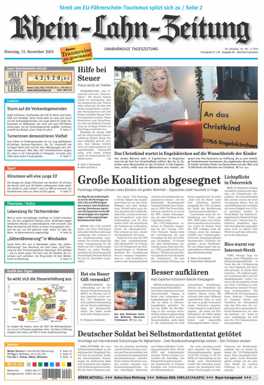 Rhein-Lahn-Zeitung vom Dienstag, 15.11.2005