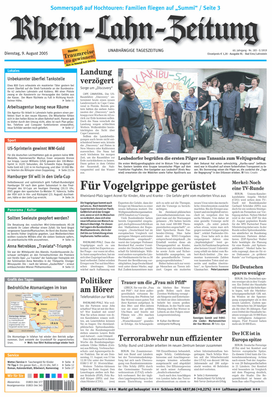 Rhein-Lahn-Zeitung vom Dienstag, 09.08.2005