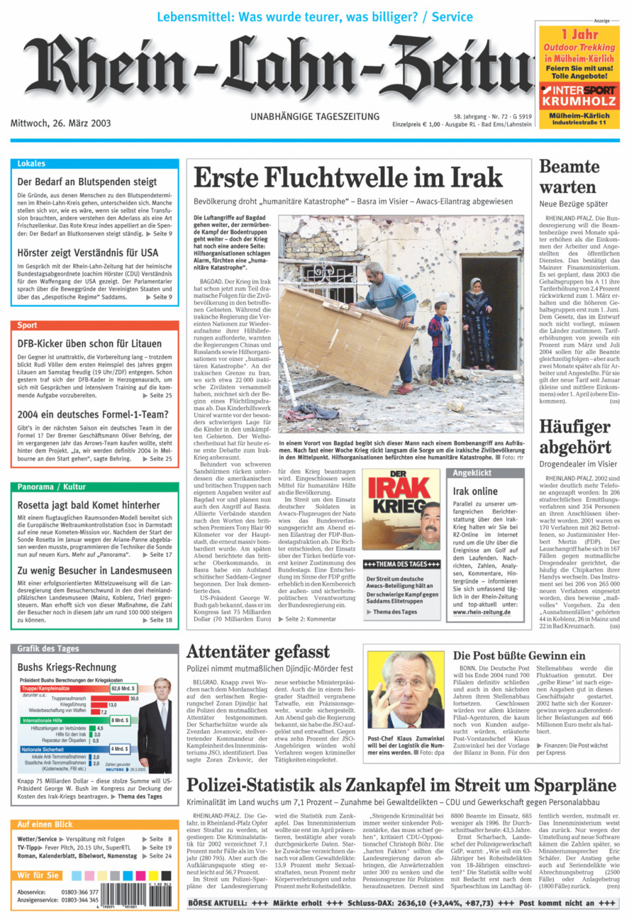 Rhein-Lahn-Zeitung vom Mittwoch, 26.03.2003