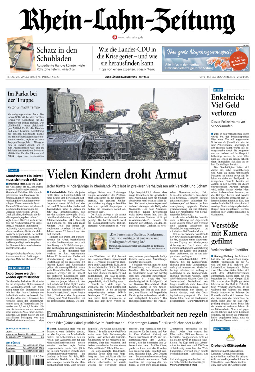 Rhein-Lahn-Zeitung vom Freitag, 27.01.2023
