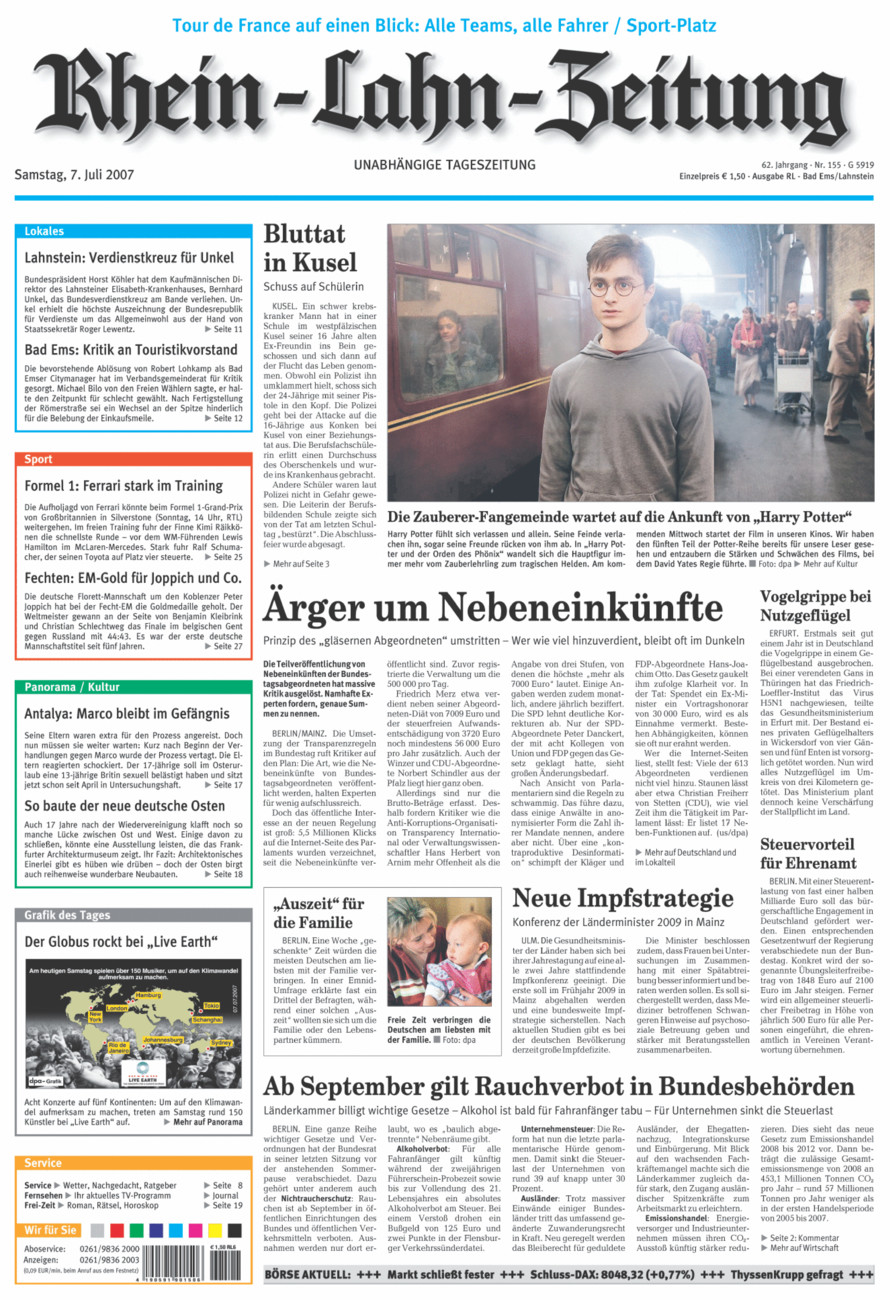 Rhein-Lahn-Zeitung vom Samstag, 07.07.2007