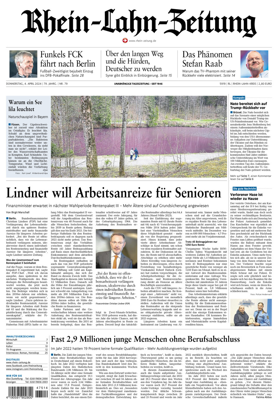 Rhein-Lahn-Zeitung vom Donnerstag, 04.04.2024