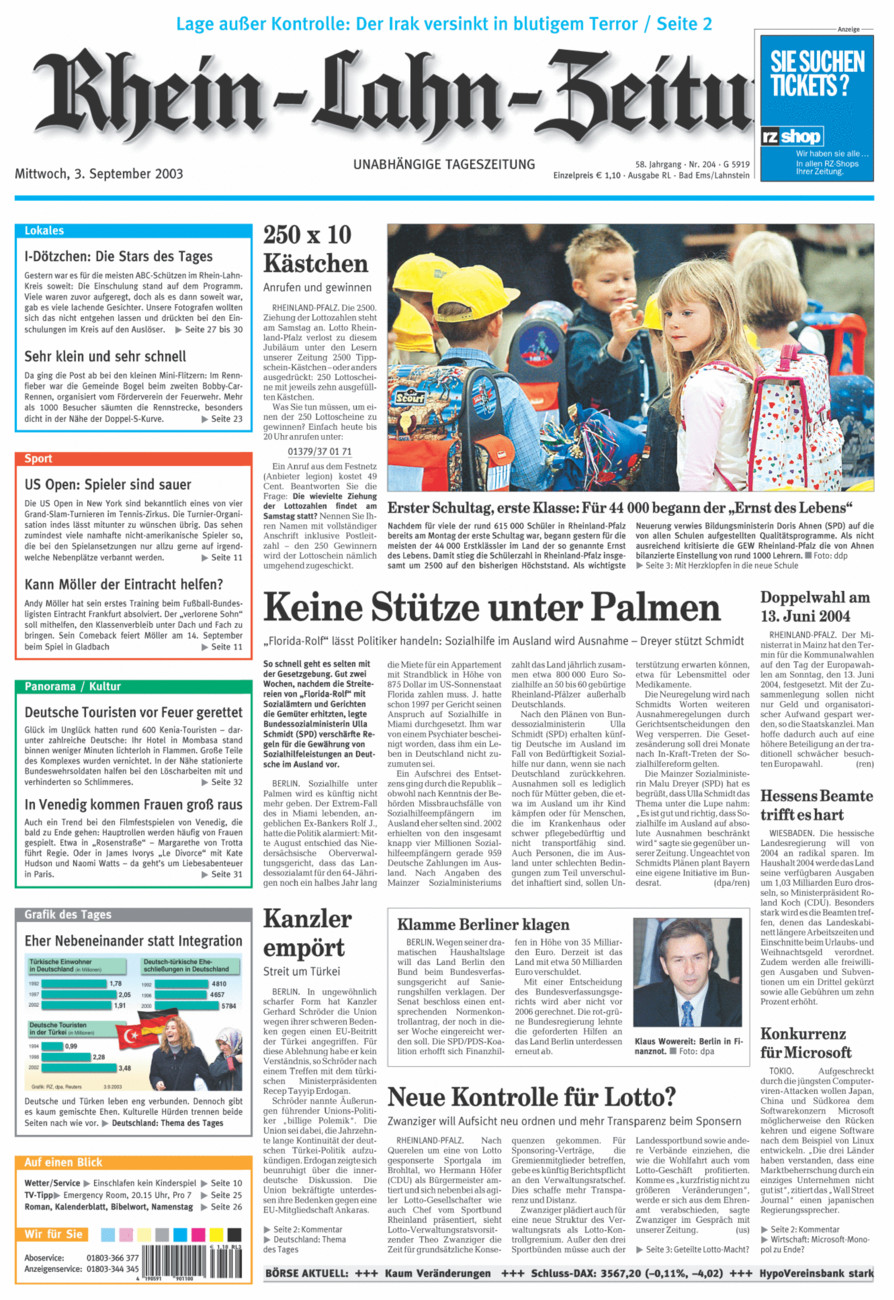 Rhein-Lahn-Zeitung vom Mittwoch, 03.09.2003