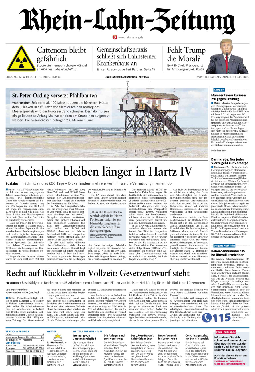 Rhein-Lahn-Zeitung vom Dienstag, 17.04.2018