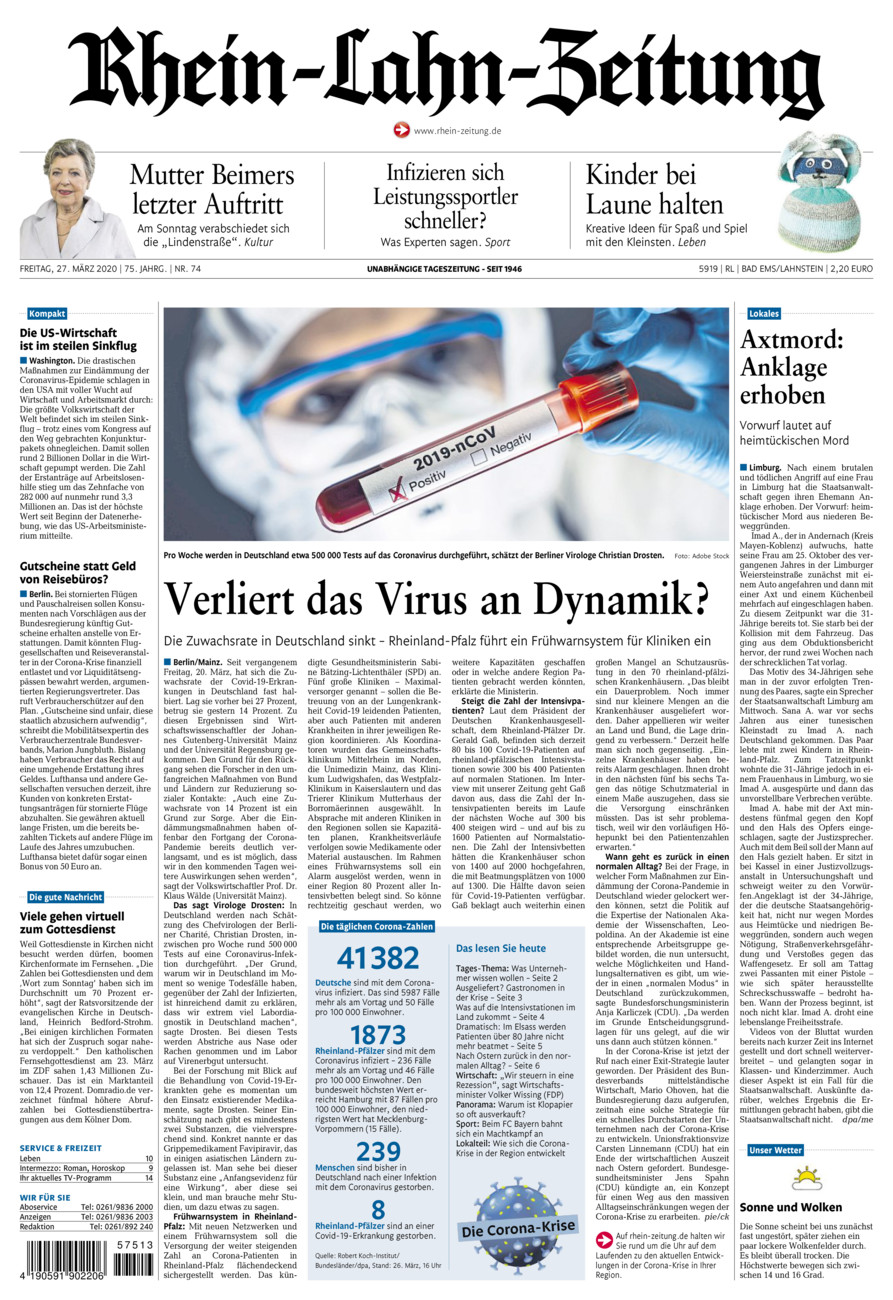 Rhein-Lahn-Zeitung vom Freitag, 27.03.2020