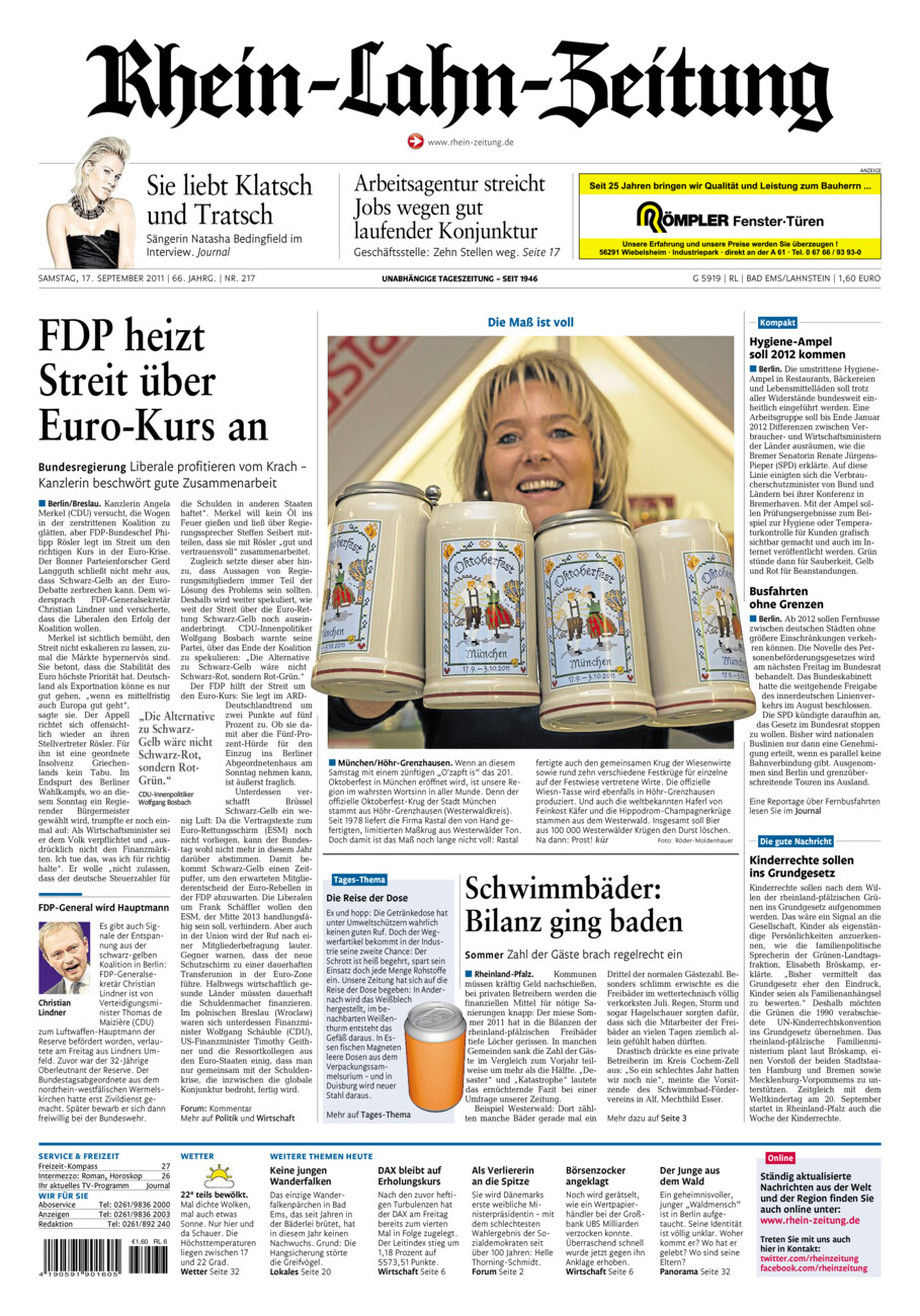 Rhein-Lahn-Zeitung vom Samstag, 17.09.2011
