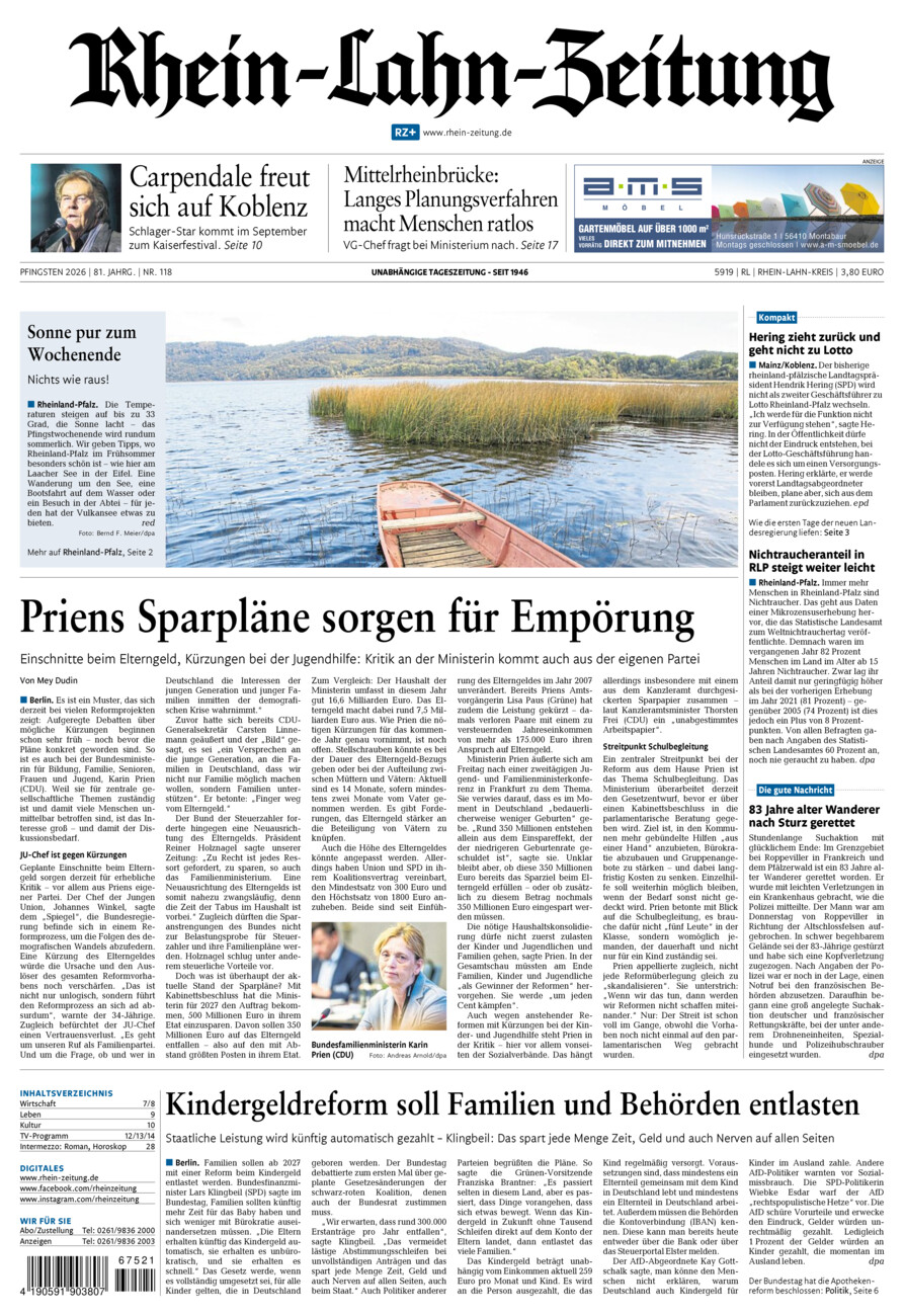 Rhein-Lahn-Zeitung vom Samstag, 23.05.2026