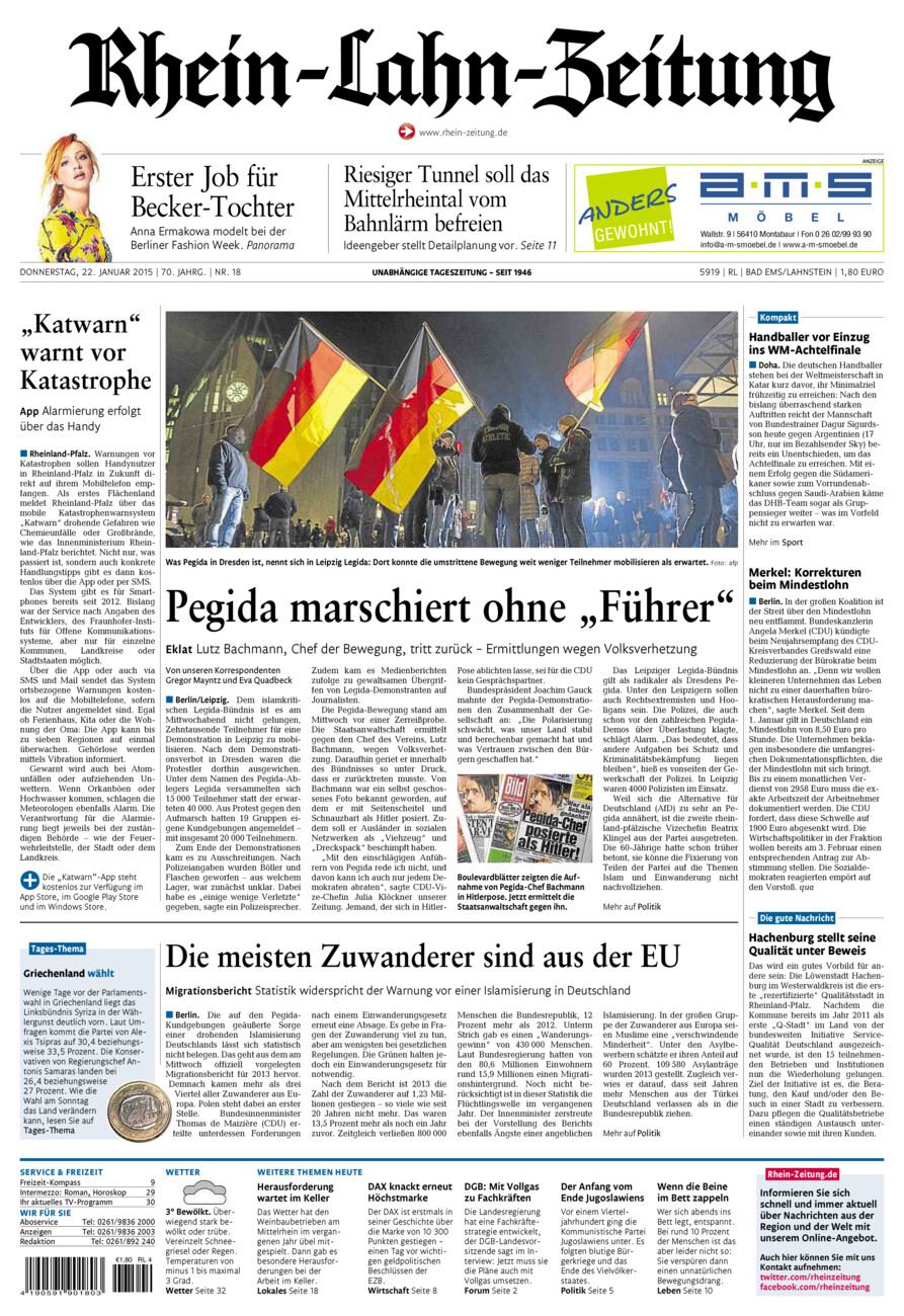Rhein-Lahn-Zeitung vom Donnerstag, 22.01.2015