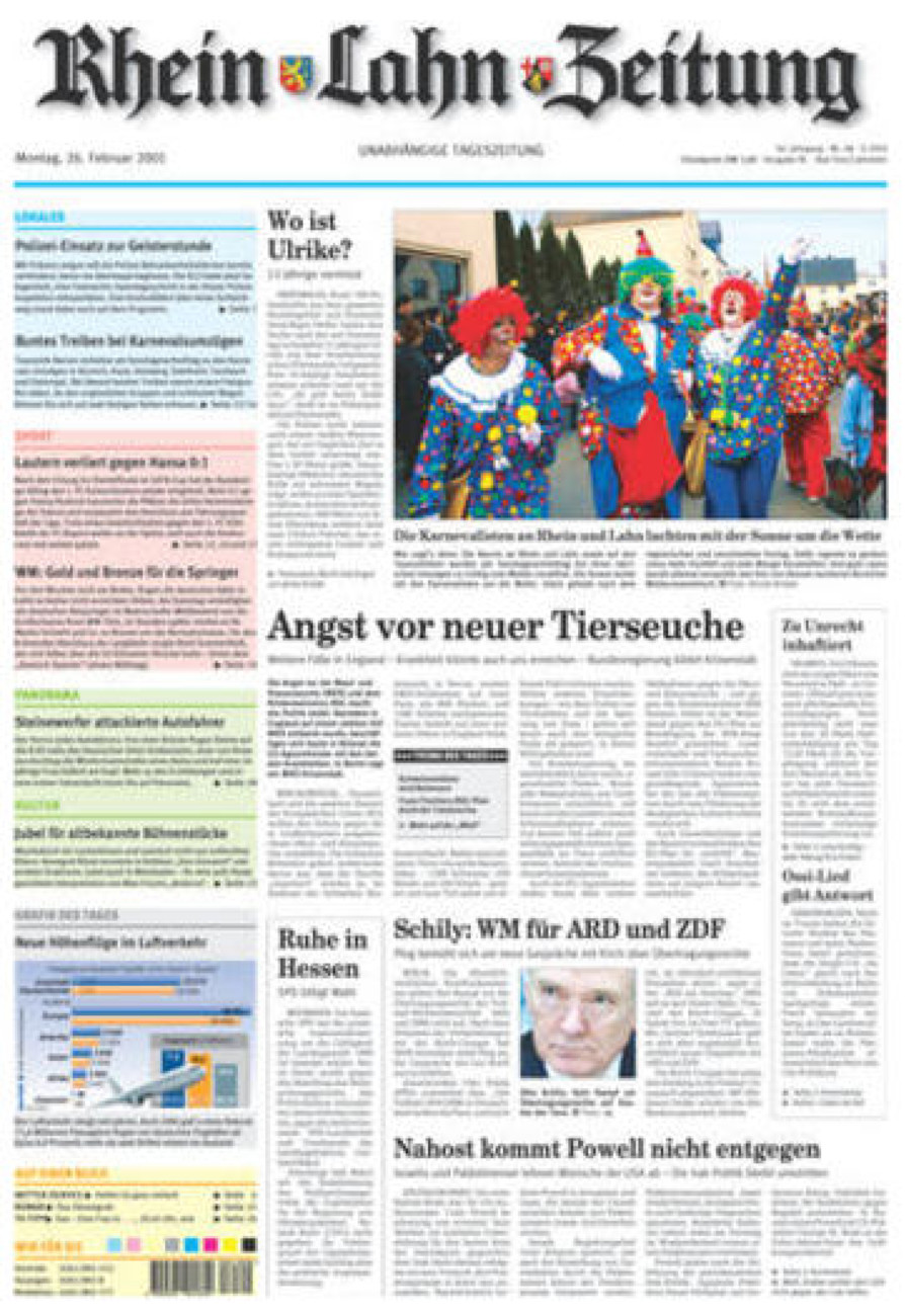 Rhein-Lahn-Zeitung vom Montag, 26.02.2001