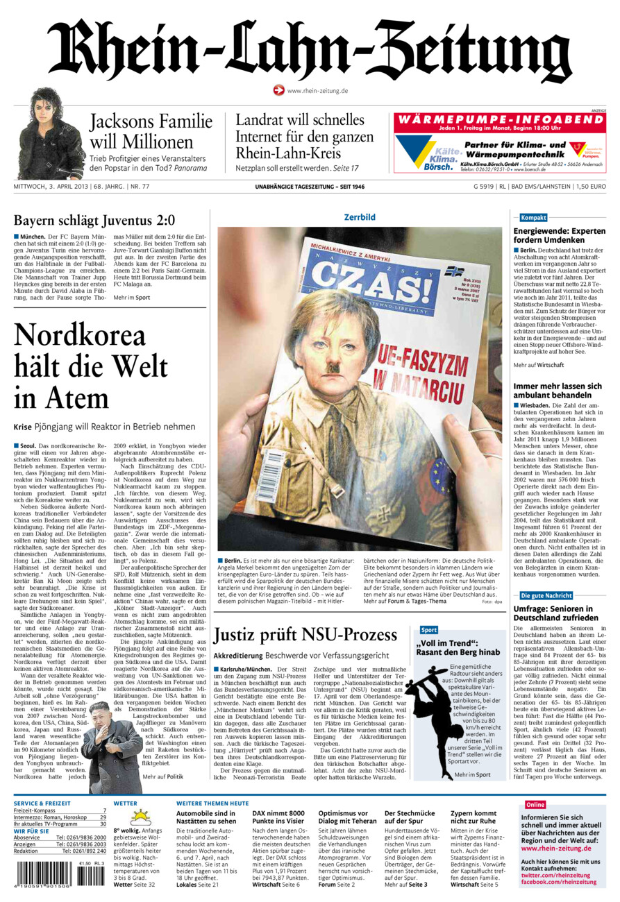 Rhein-Lahn-Zeitung vom Mittwoch, 03.04.2013