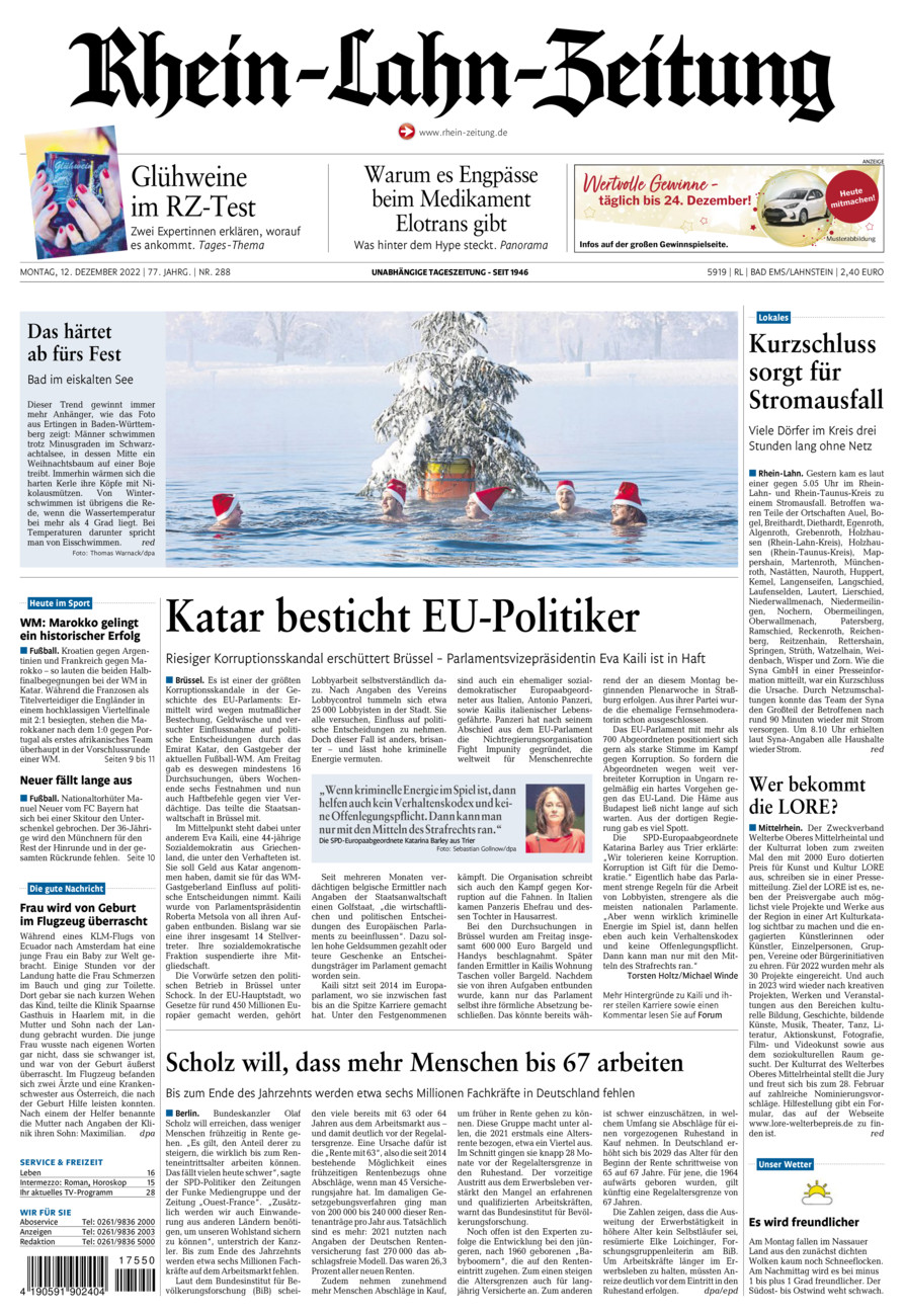 Rhein-Lahn-Zeitung vom Montag, 12.12.2022