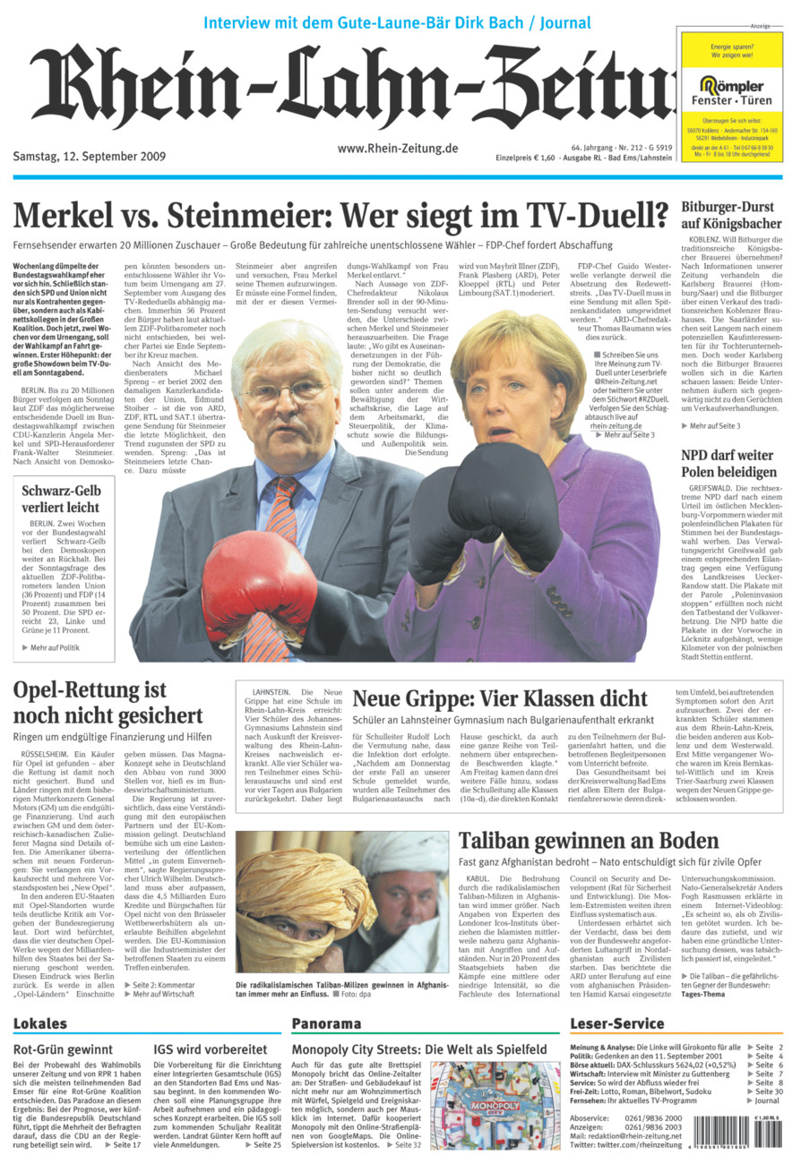 Rhein-Lahn-Zeitung vom Samstag, 12.09.2009