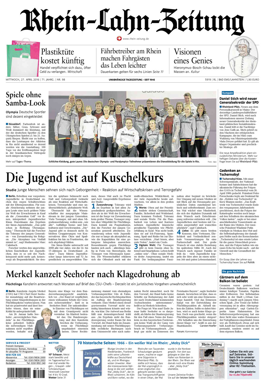 Rhein-Lahn-Zeitung vom Mittwoch, 27.04.2016