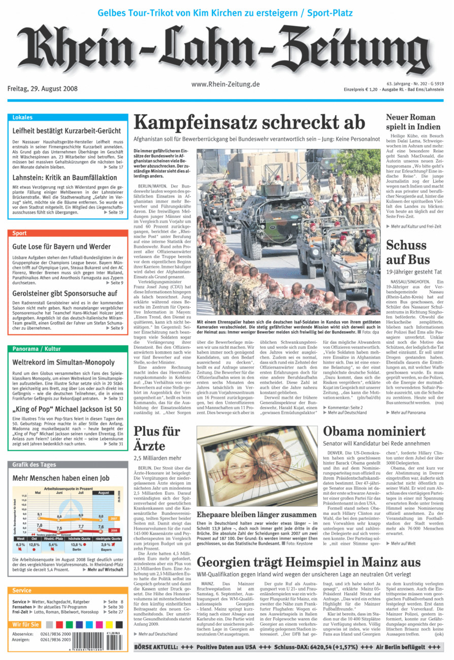 Rhein-Lahn-Zeitung vom Freitag, 29.08.2008