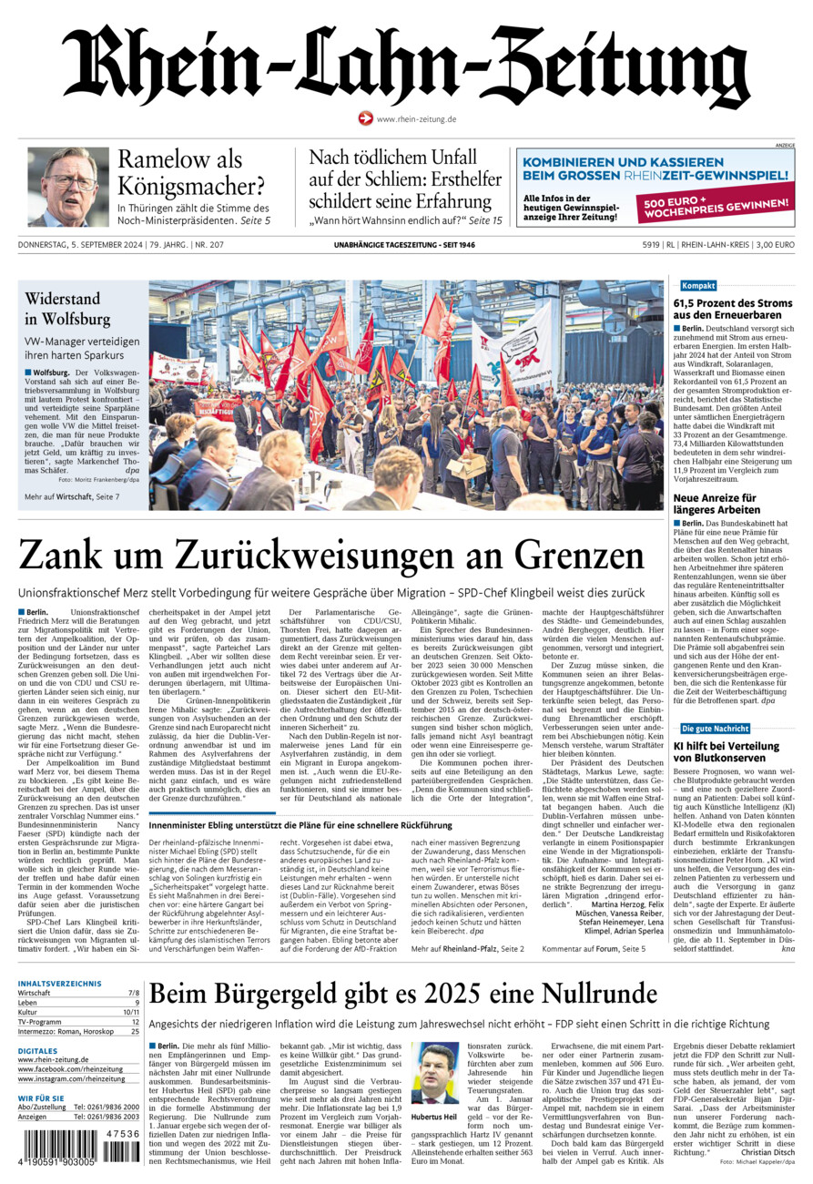 Rhein-Lahn-Zeitung vom Donnerstag, 05.09.2024