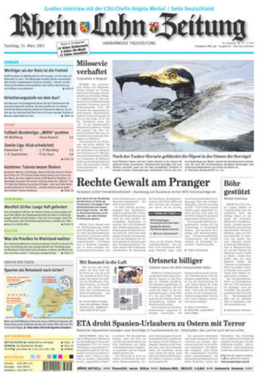 Rhein-Lahn-Zeitung vom Samstag, 31.03.2001