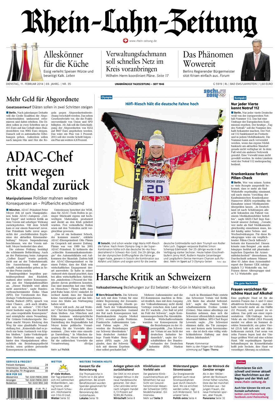 Rhein-Lahn-Zeitung vom Dienstag, 11.02.2014