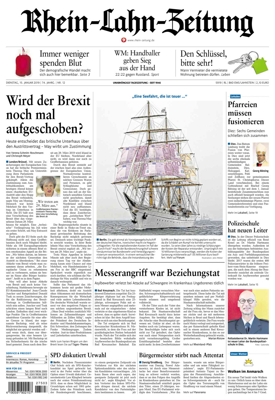 Rhein-Lahn-Zeitung vom Dienstag, 15.01.2019