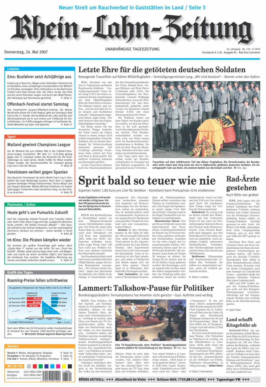 Rhein-Lahn-Zeitung vom Donnerstag, 24.05.2007
