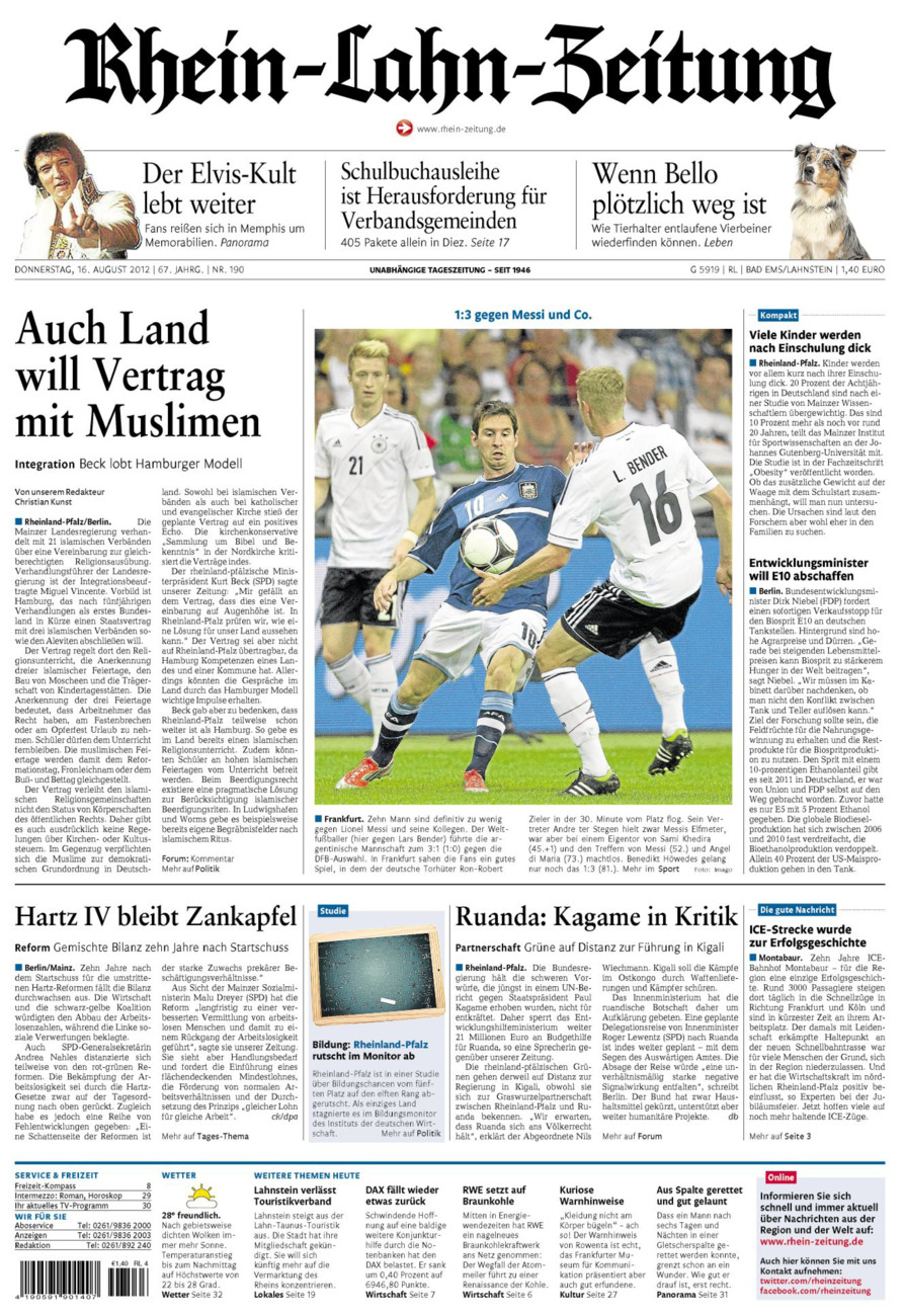 Rhein-Lahn-Zeitung vom Donnerstag, 16.08.2012