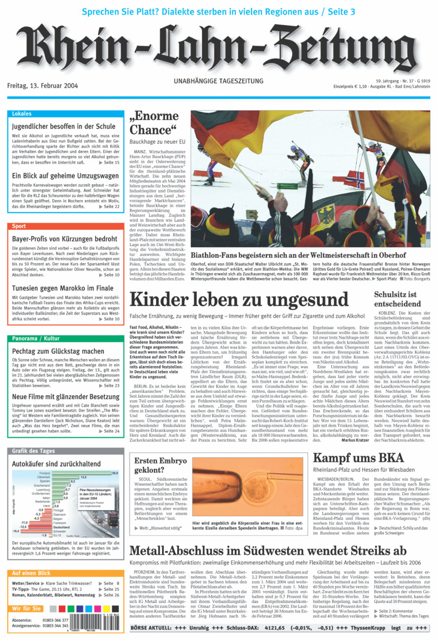 Rhein-Lahn-Zeitung vom Freitag, 13.02.2004