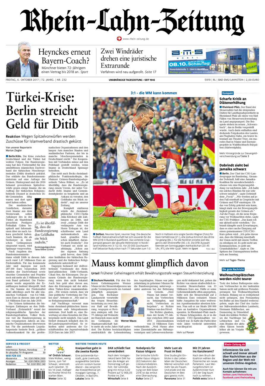 Rhein-Lahn-Zeitung vom Freitag, 06.10.2017