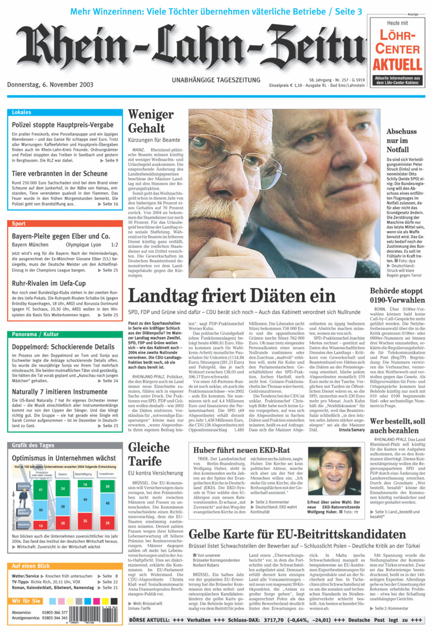 Rhein-Lahn-Zeitung vom Donnerstag, 06.11.2003