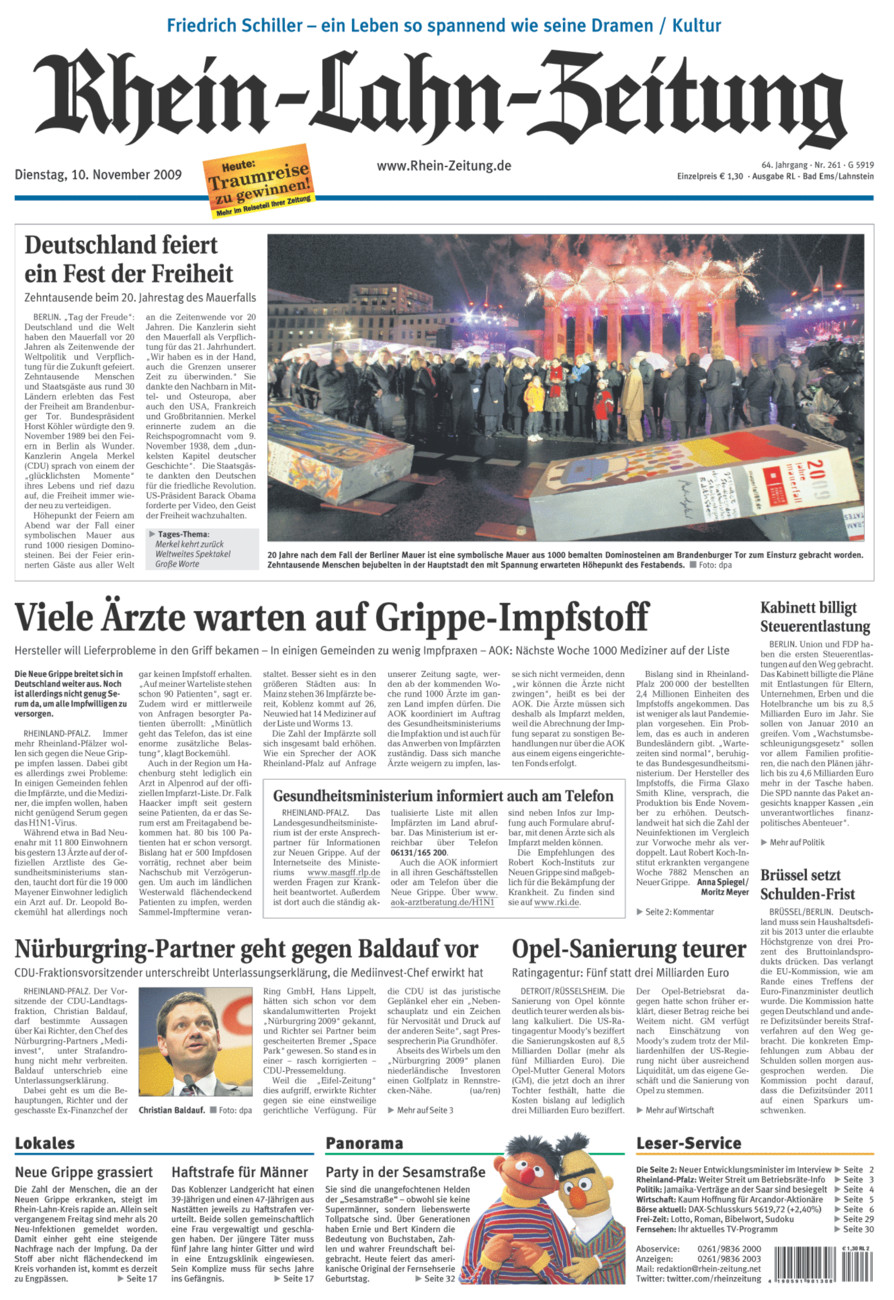 Rhein-Lahn-Zeitung vom Dienstag, 10.11.2009