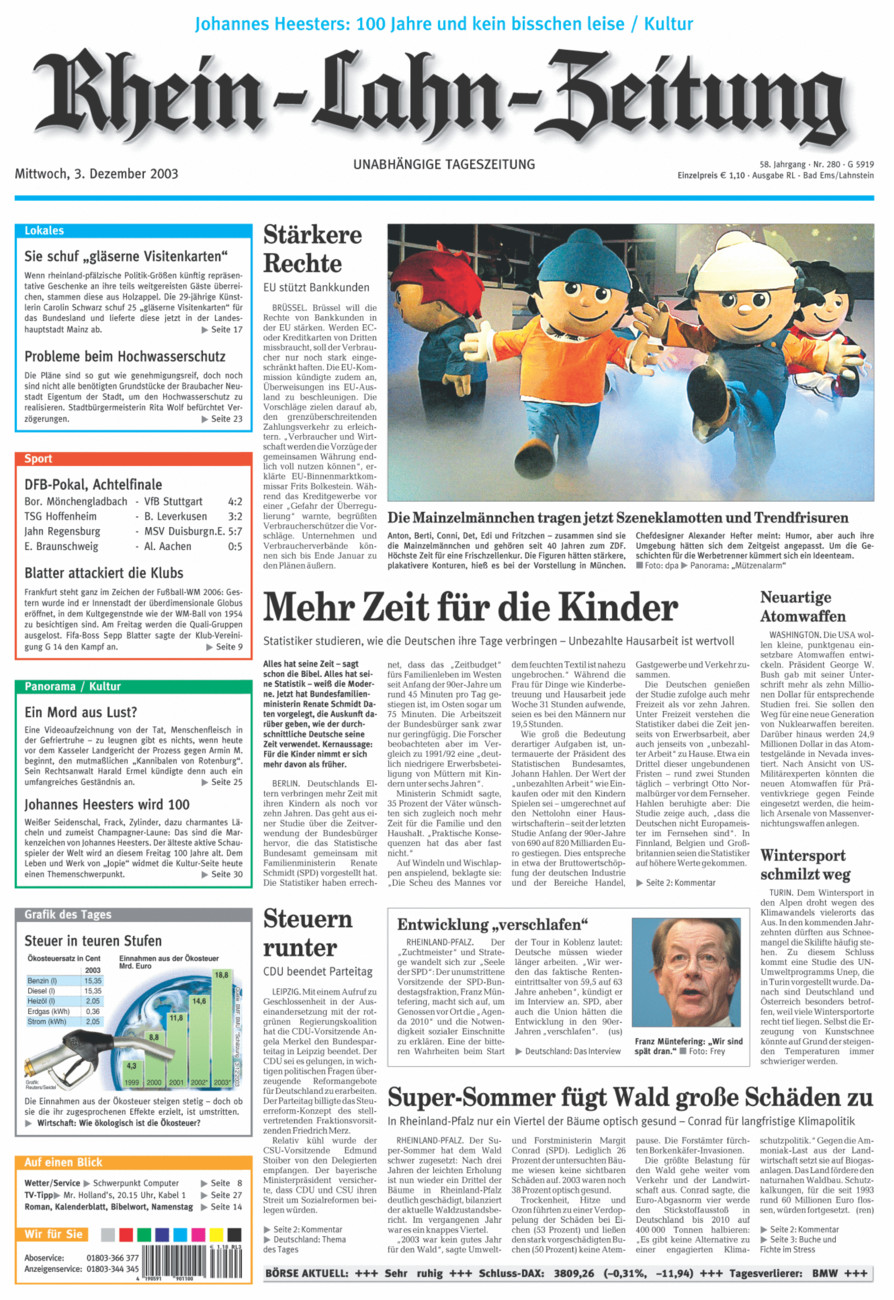 Rhein-Lahn-Zeitung vom Mittwoch, 03.12.2003
