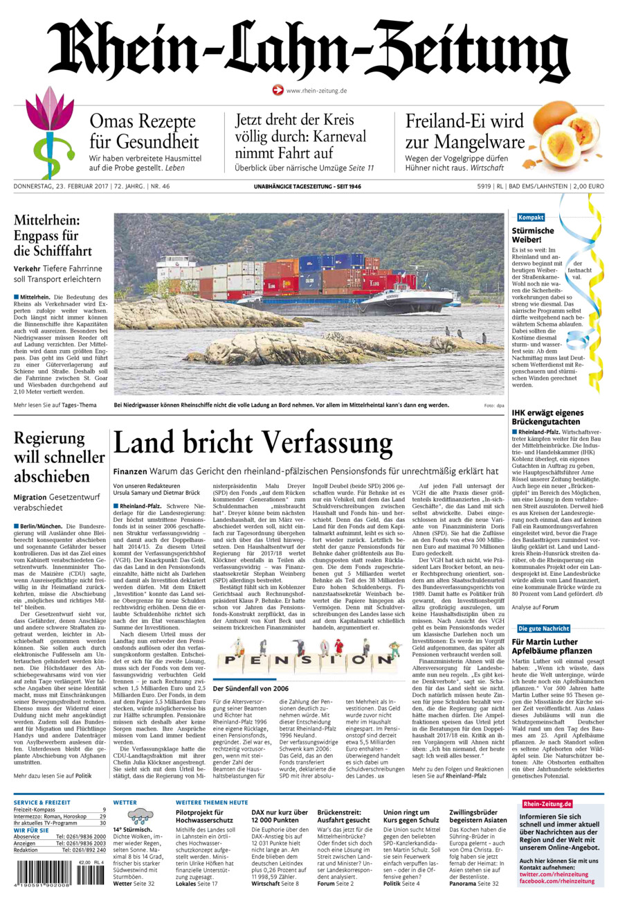 Rhein-Lahn-Zeitung vom Donnerstag, 23.02.2017