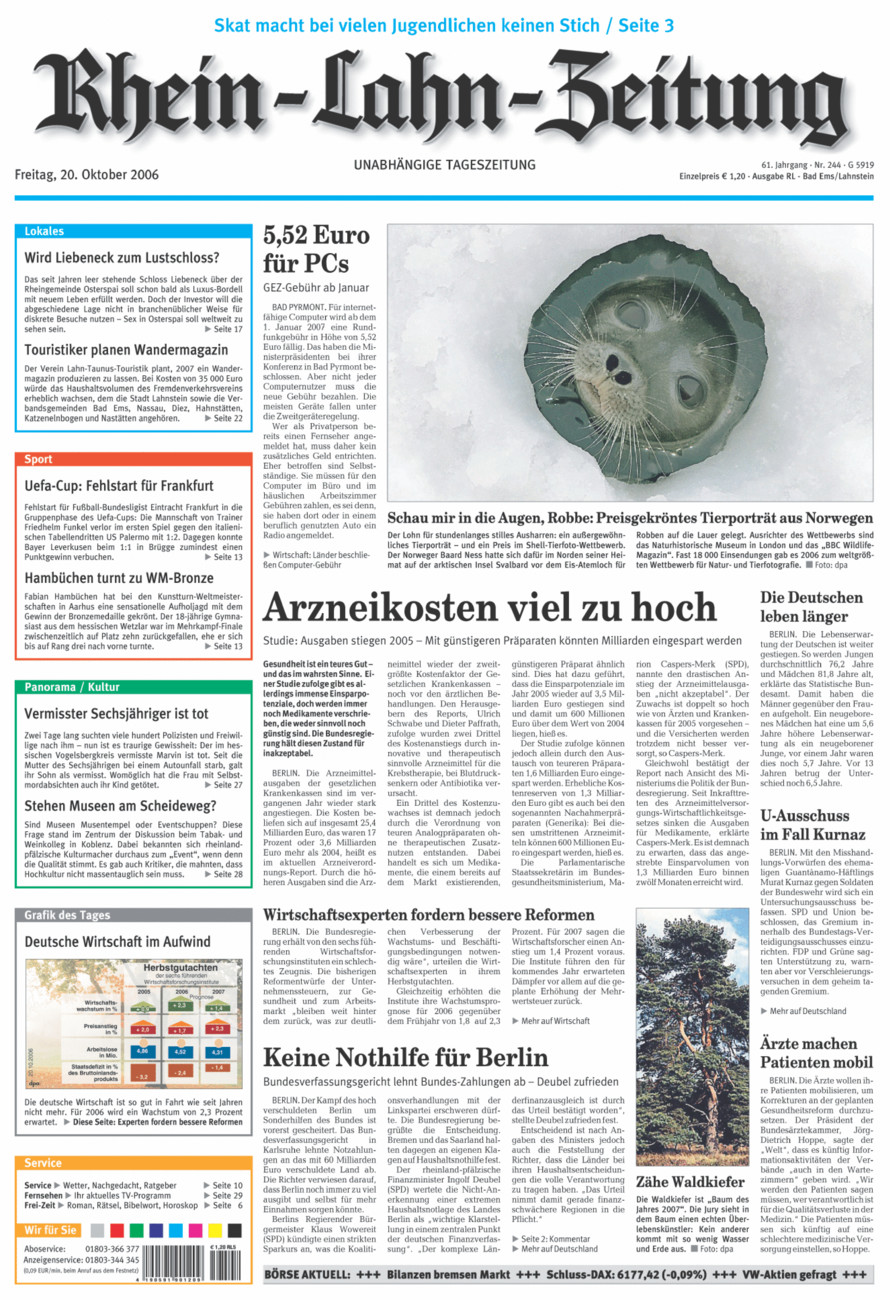 Rhein-Lahn-Zeitung vom Freitag, 20.10.2006
