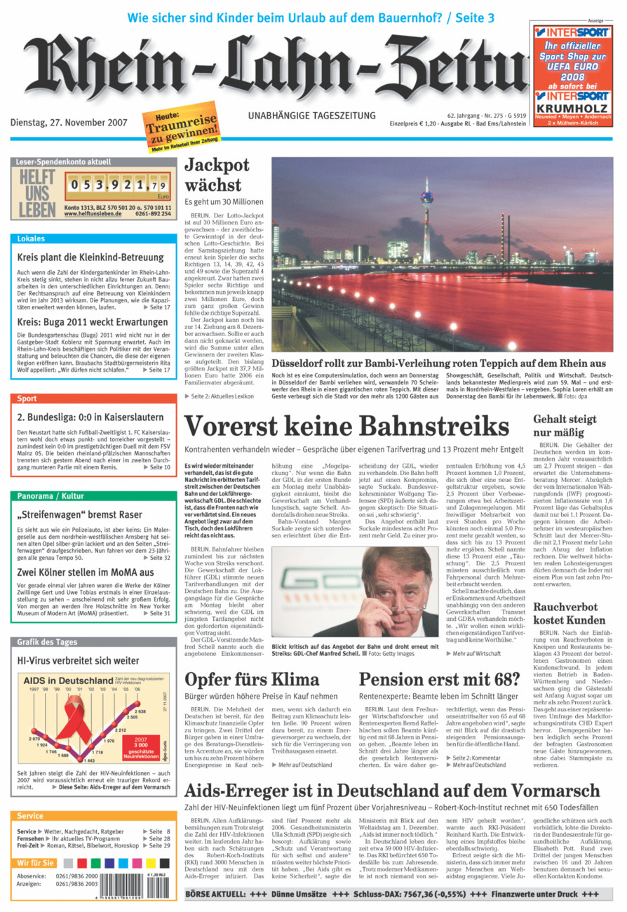Rhein-Lahn-Zeitung vom Dienstag, 27.11.2007
