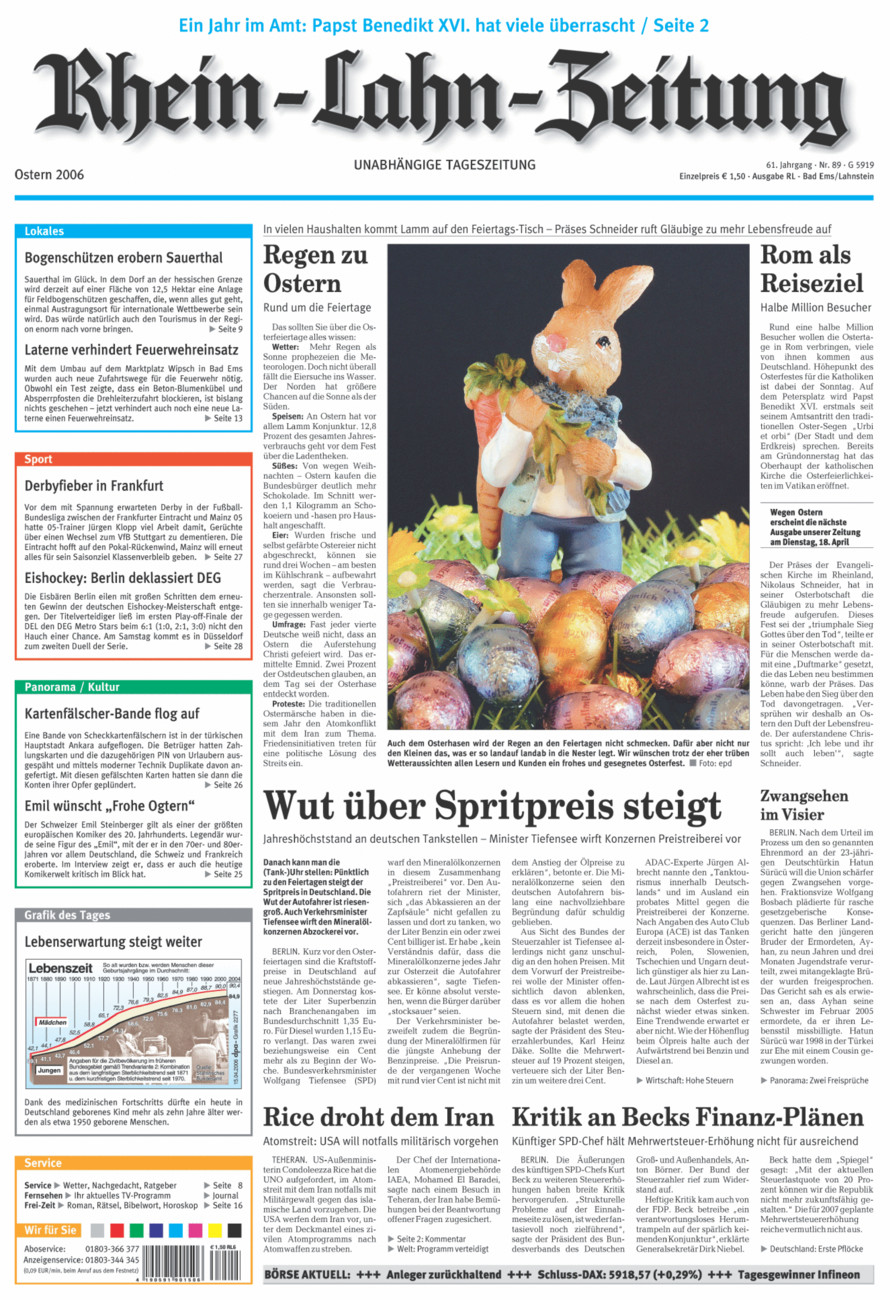 Rhein-Lahn-Zeitung vom Samstag, 15.04.2006