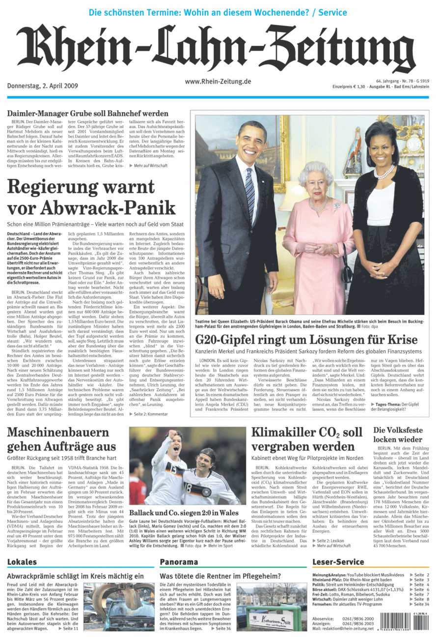 Rhein-Lahn-Zeitung vom Donnerstag, 02.04.2009