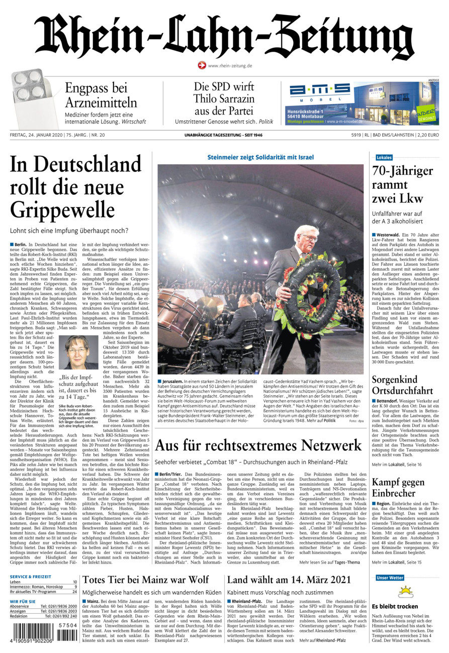 Rhein-Lahn-Zeitung vom Freitag, 24.01.2020