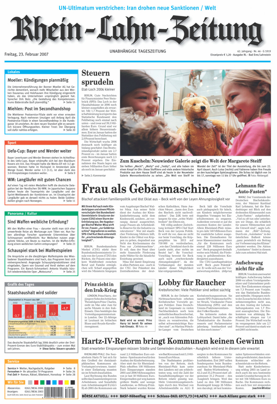 Rhein-Lahn-Zeitung vom Freitag, 23.02.2007
