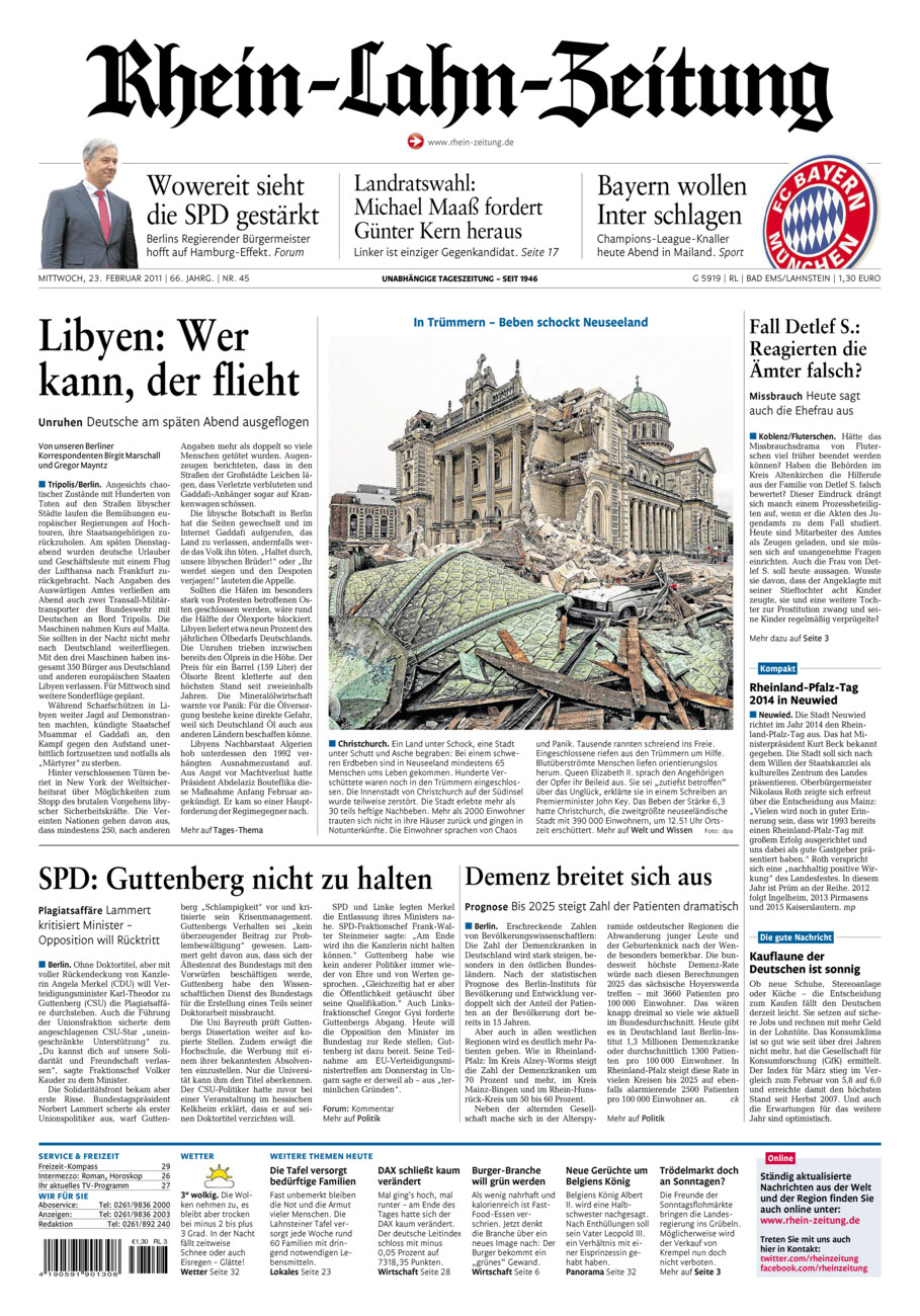 Rhein-Lahn-Zeitung vom Mittwoch, 23.02.2011