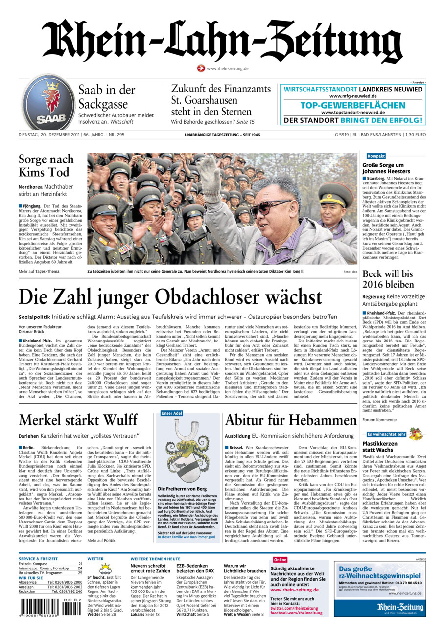 Rhein-Lahn-Zeitung vom Dienstag, 20.12.2011