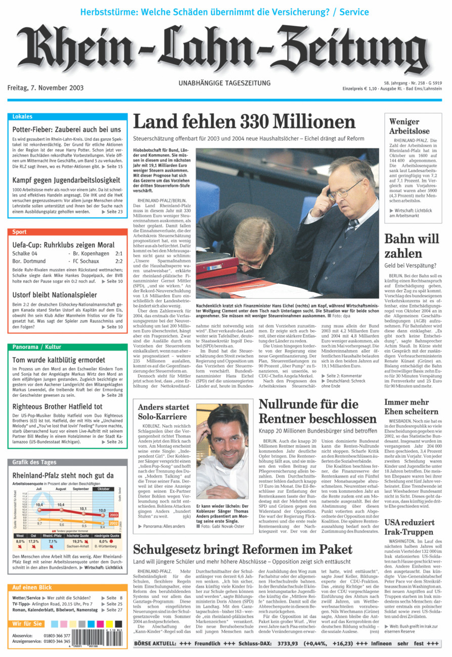 Rhein-Lahn-Zeitung vom Freitag, 07.11.2003