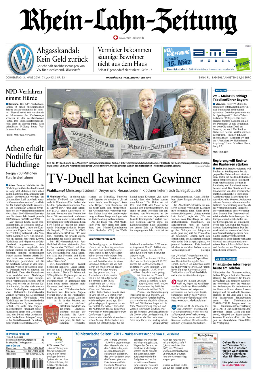 Rhein-Lahn-Zeitung vom Donnerstag, 03.03.2016