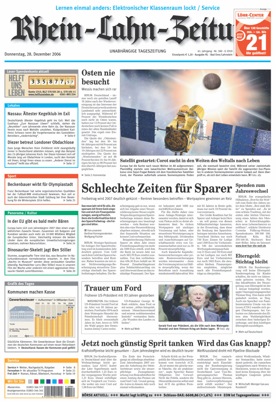 Rhein-Lahn-Zeitung vom Donnerstag, 28.12.2006