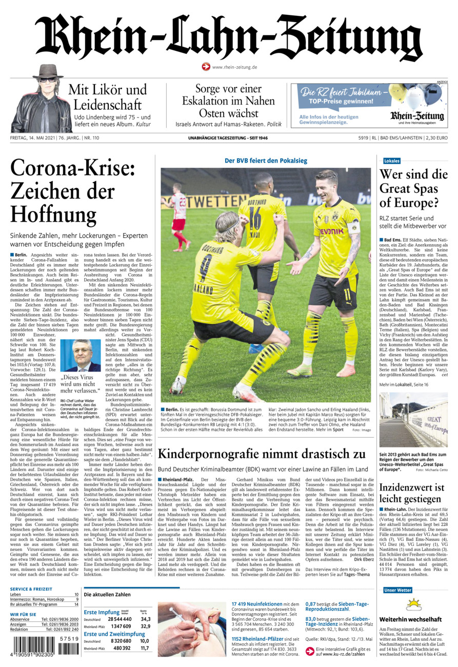 Rhein-Lahn-Zeitung vom Freitag, 14.05.2021