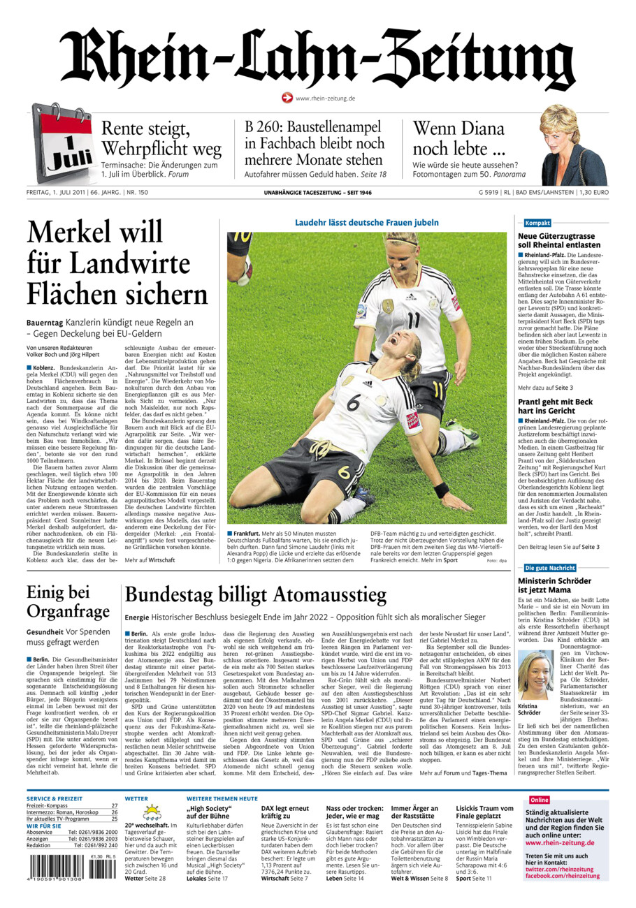 Rhein-Lahn-Zeitung vom Freitag, 01.07.2011
